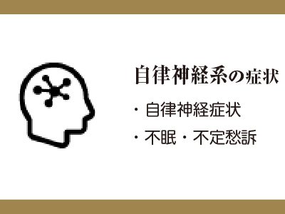 自律神経系の症状
・自律神経症状
・不眠・不定愁訴