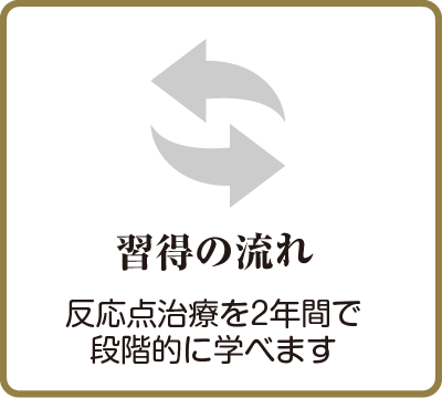 基礎編	
反応点治療の基礎理論を学び、	
触診感覚を身に付けます。	
